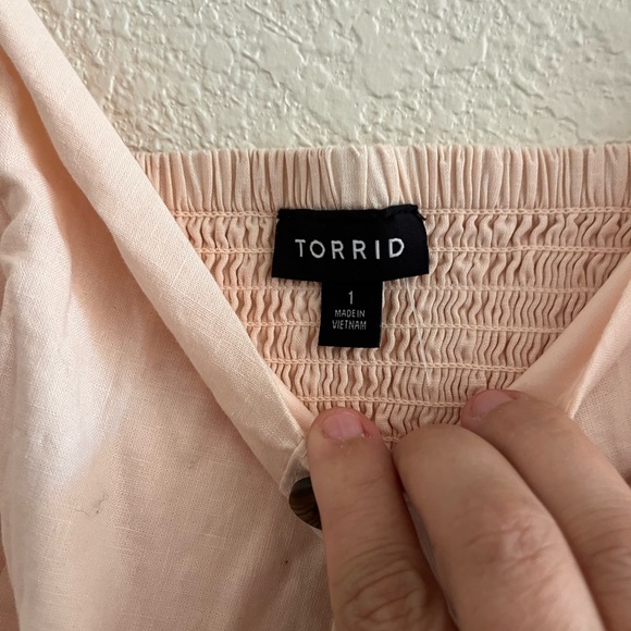 TORRID MID LINEN BUTTON-FRONT DRESS - Picture 3 of 7